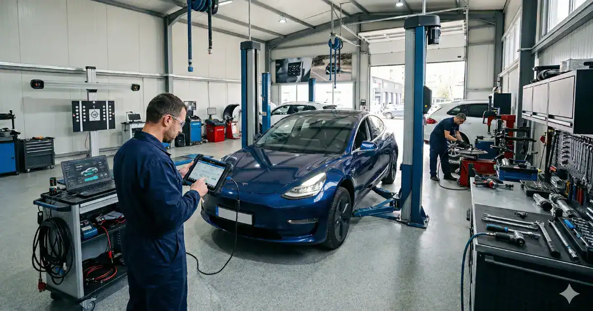 оборудван автосервиз с инструменти